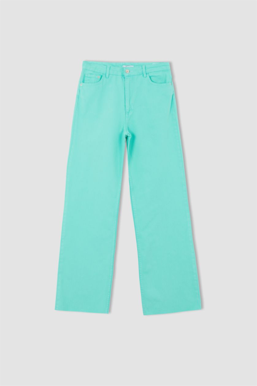 FEMME Turquoise High Waist Wide Leg Trousers