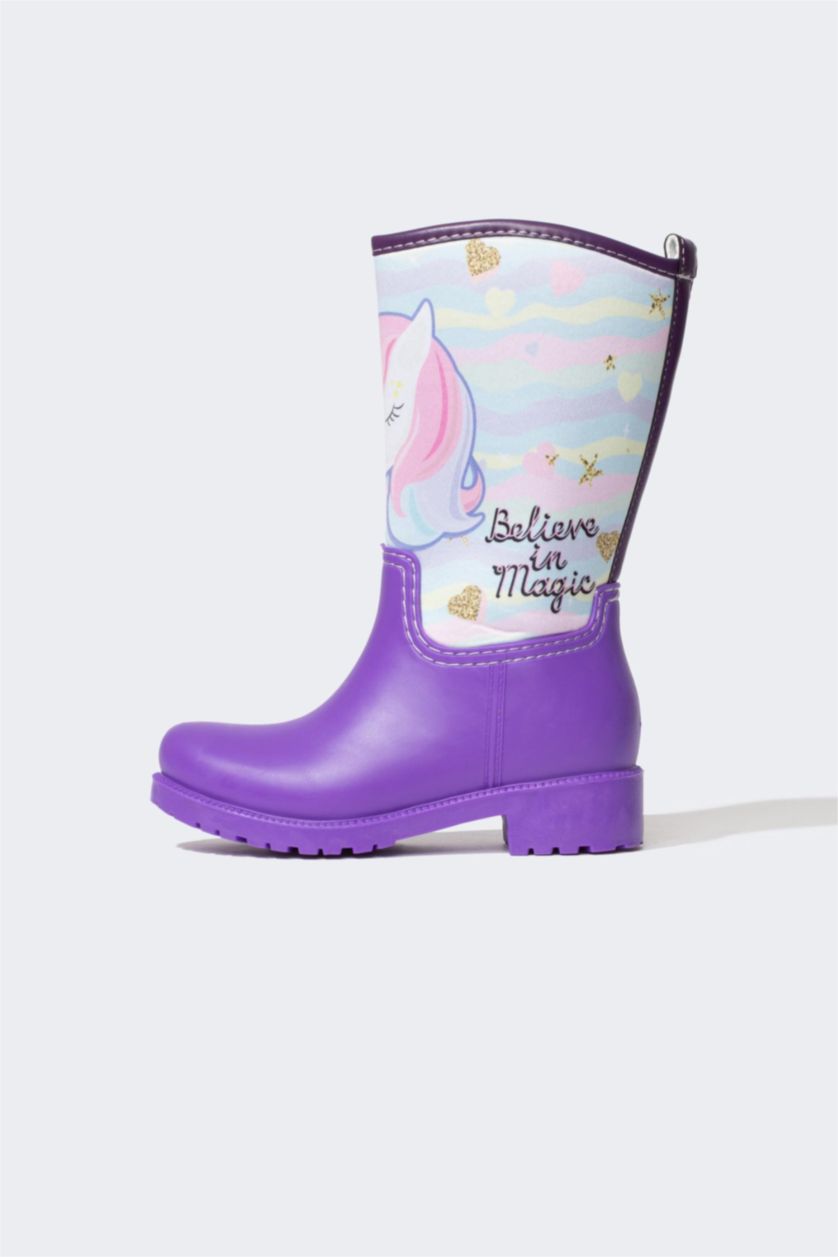 FILLES Violet Bottes de pluie Semelle Plate Fille