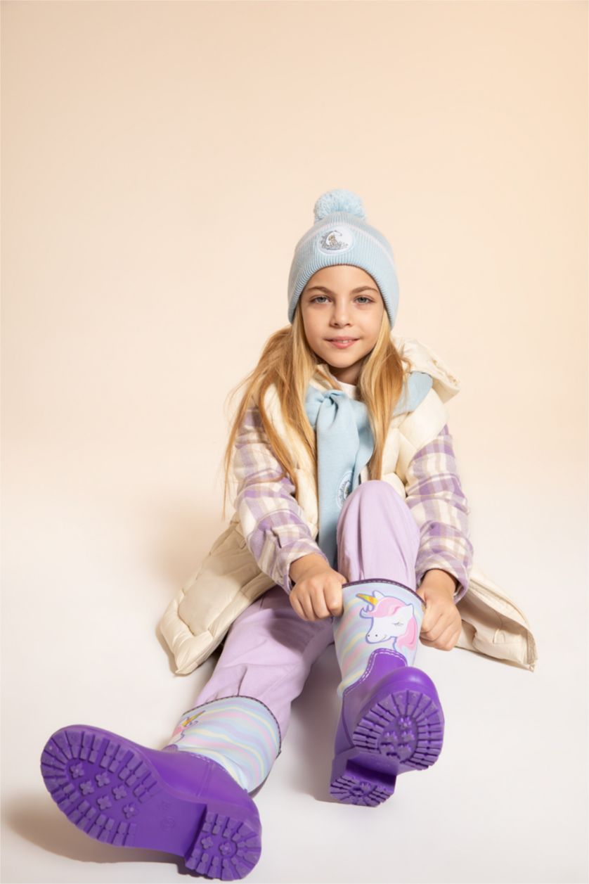 FILLES Violet Bottes de pluie Semelle Plate Fille