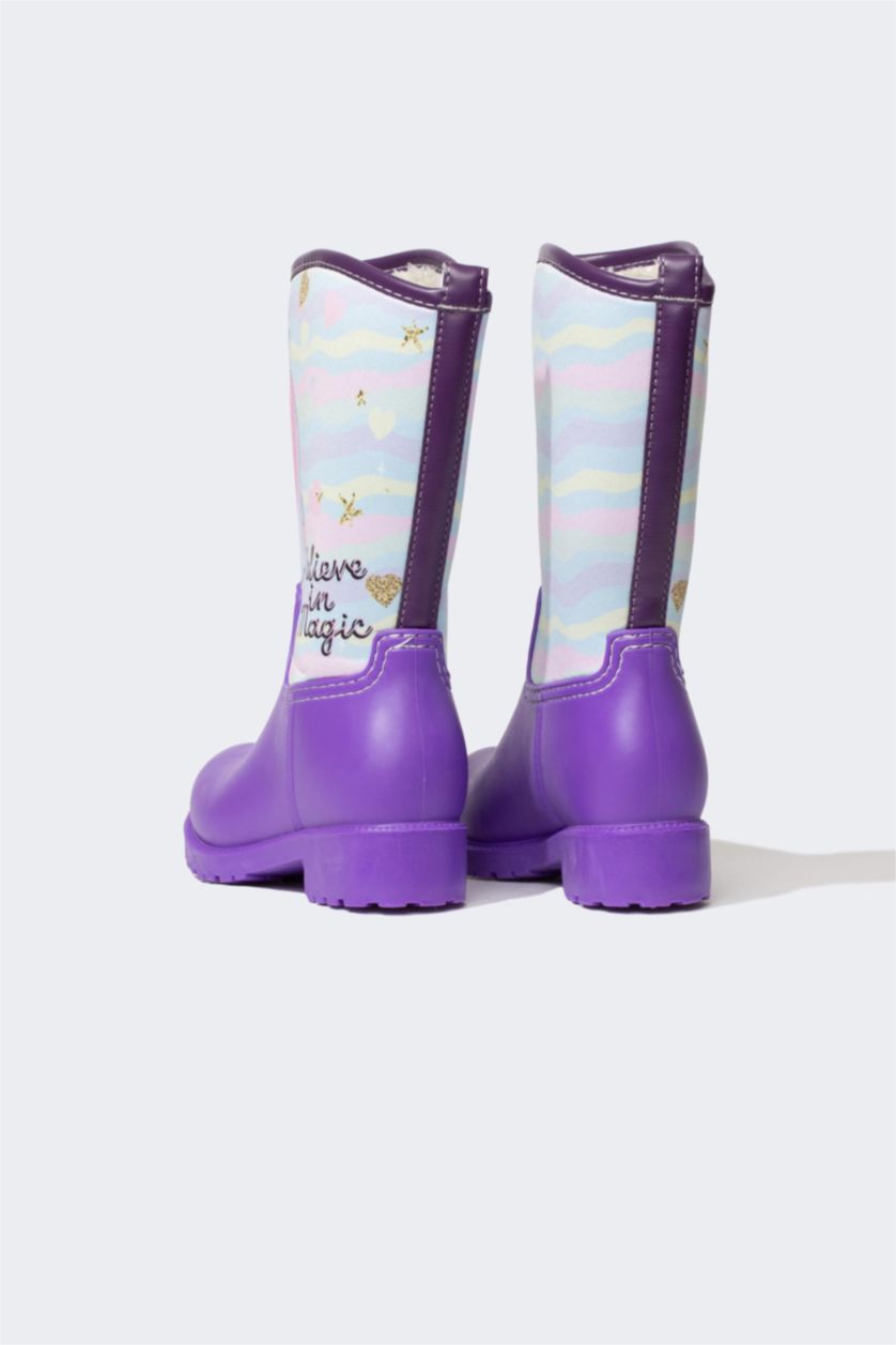 FILLES Violet Bottes de pluie Semelle Plate Fille