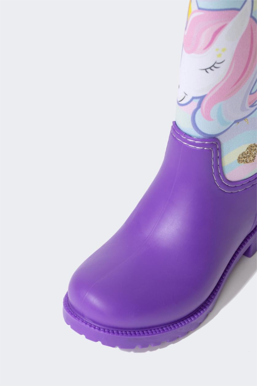 FILLES Violet Bottes de pluie Semelle Plate Fille