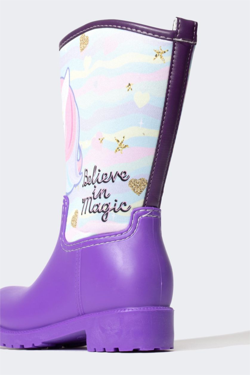 FILLES Violet Bottes de pluie Semelle Plate Fille
