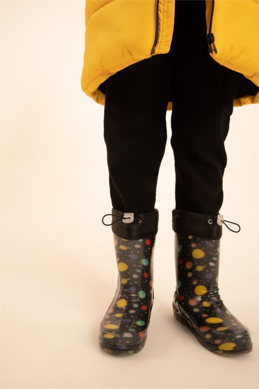 GARÇONS Noir Bottes de pluie Semelle Plate Garçon