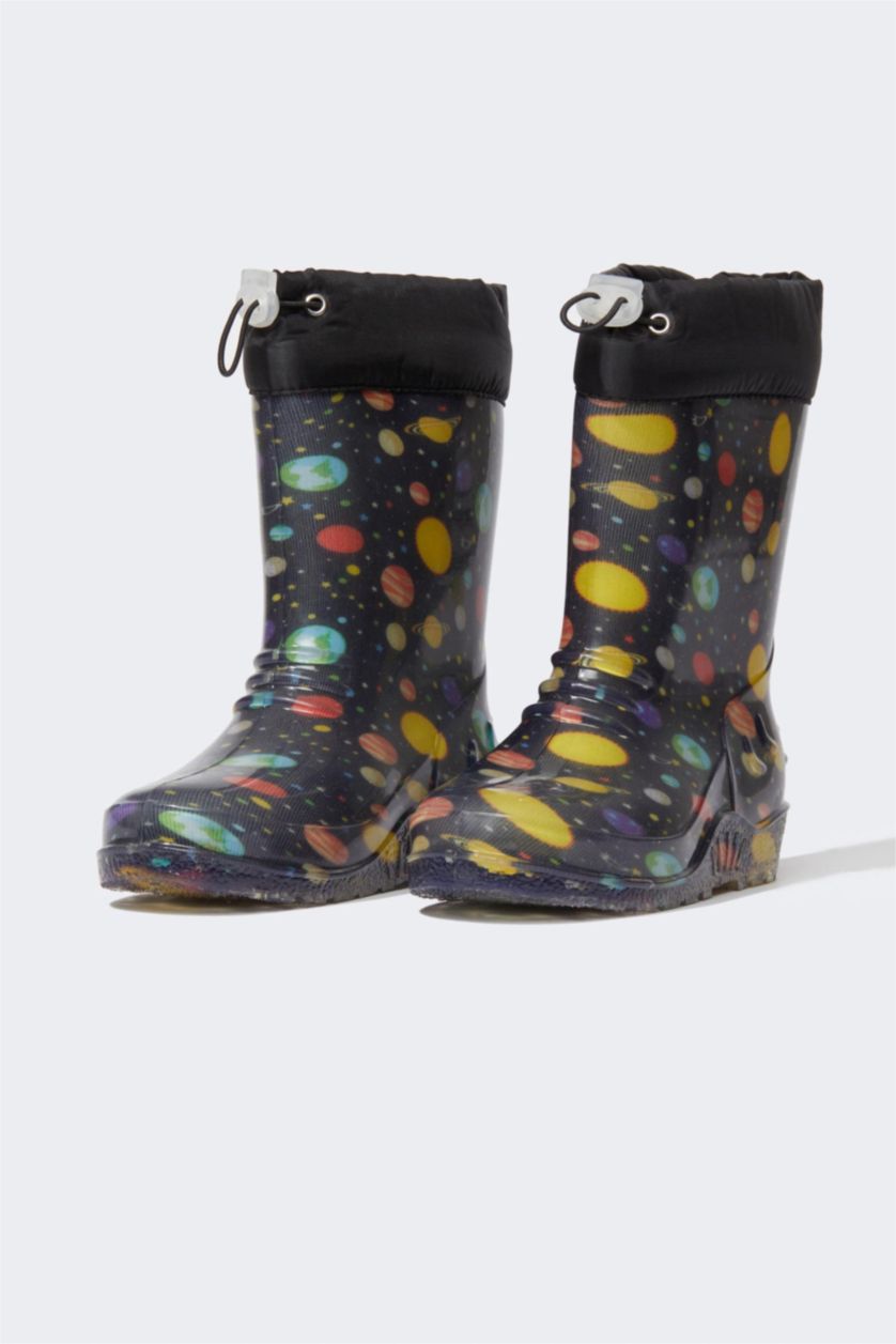 GARÇONS Noir Bottes de pluie Semelle Plate Garçon