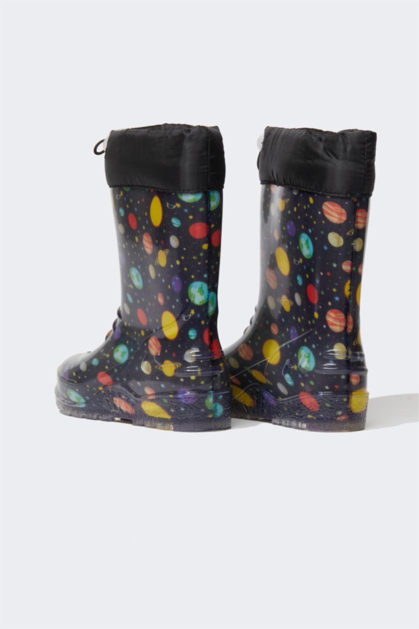 GARÇONS Noir Bottes de pluie Semelle Plate Garçon