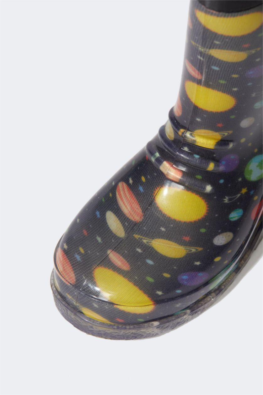 GARÇONS Noir Bottes de pluie Semelle Plate Garçon