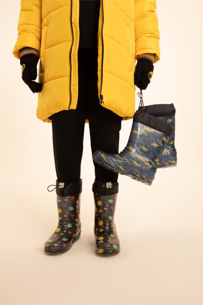 GARÇONS Noir Bottes de pluie Semelle Plate Garçon