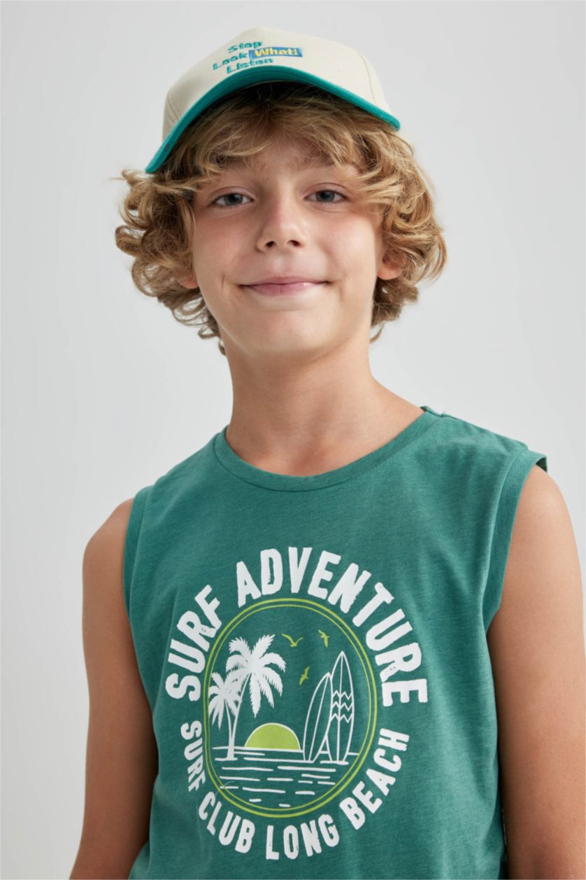 BOYS & TEENS Green Boy Crew Neck Singlet