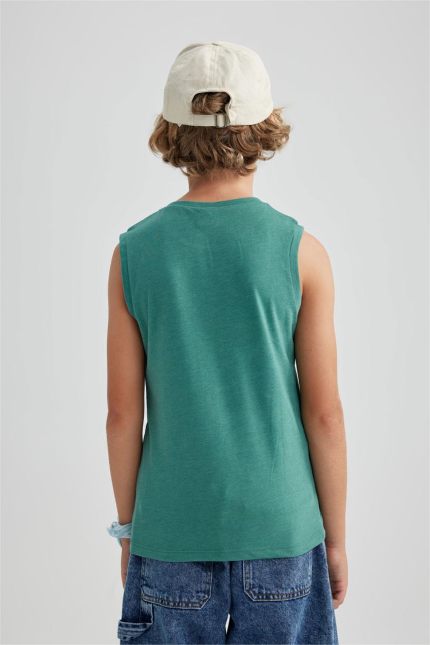 BOYS & TEENS Green Boy Crew Neck Singlet