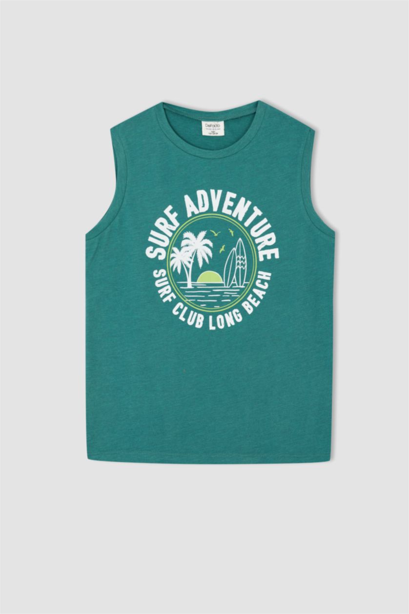 BOYS & TEENS Green Boy Crew Neck Singlet