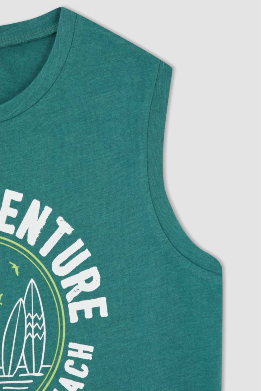 BOYS & TEENS Green Boy Crew Neck Singlet