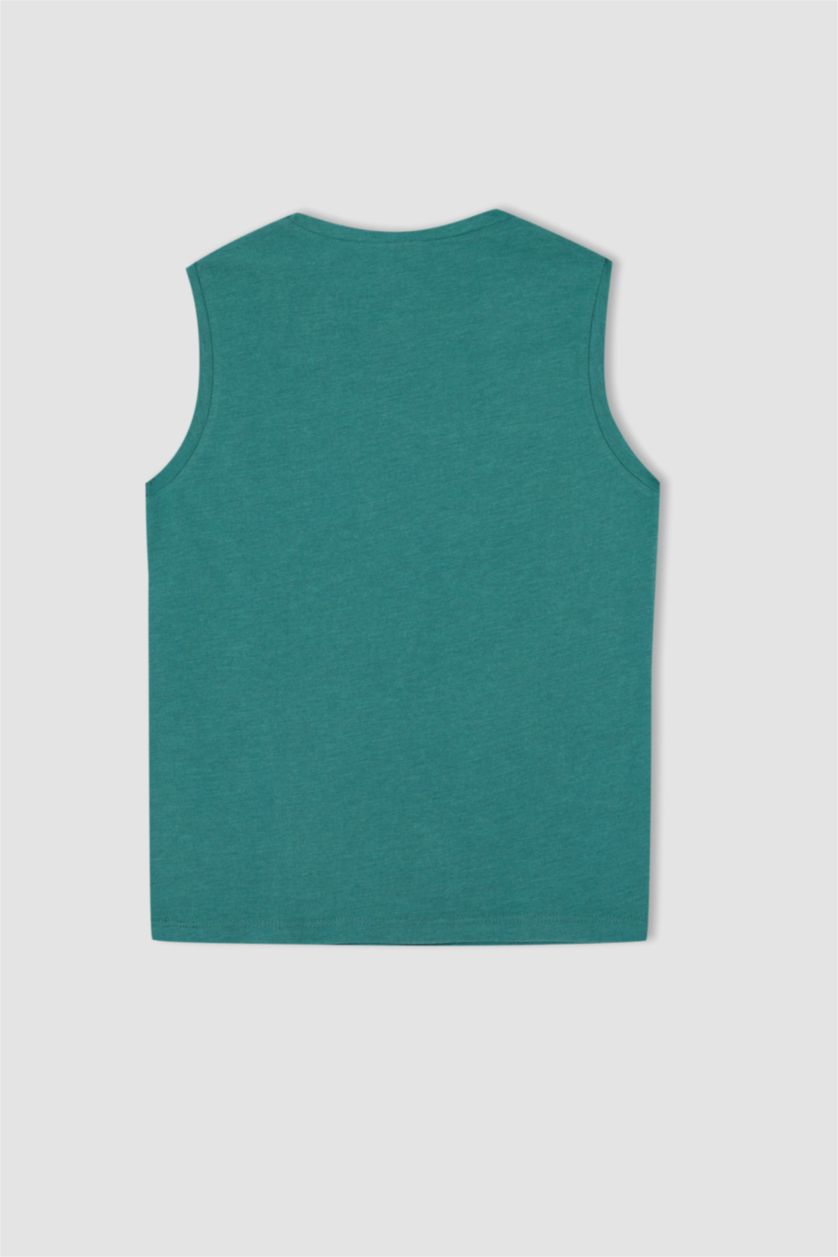 BOYS & TEENS Green Boy Crew Neck Singlet