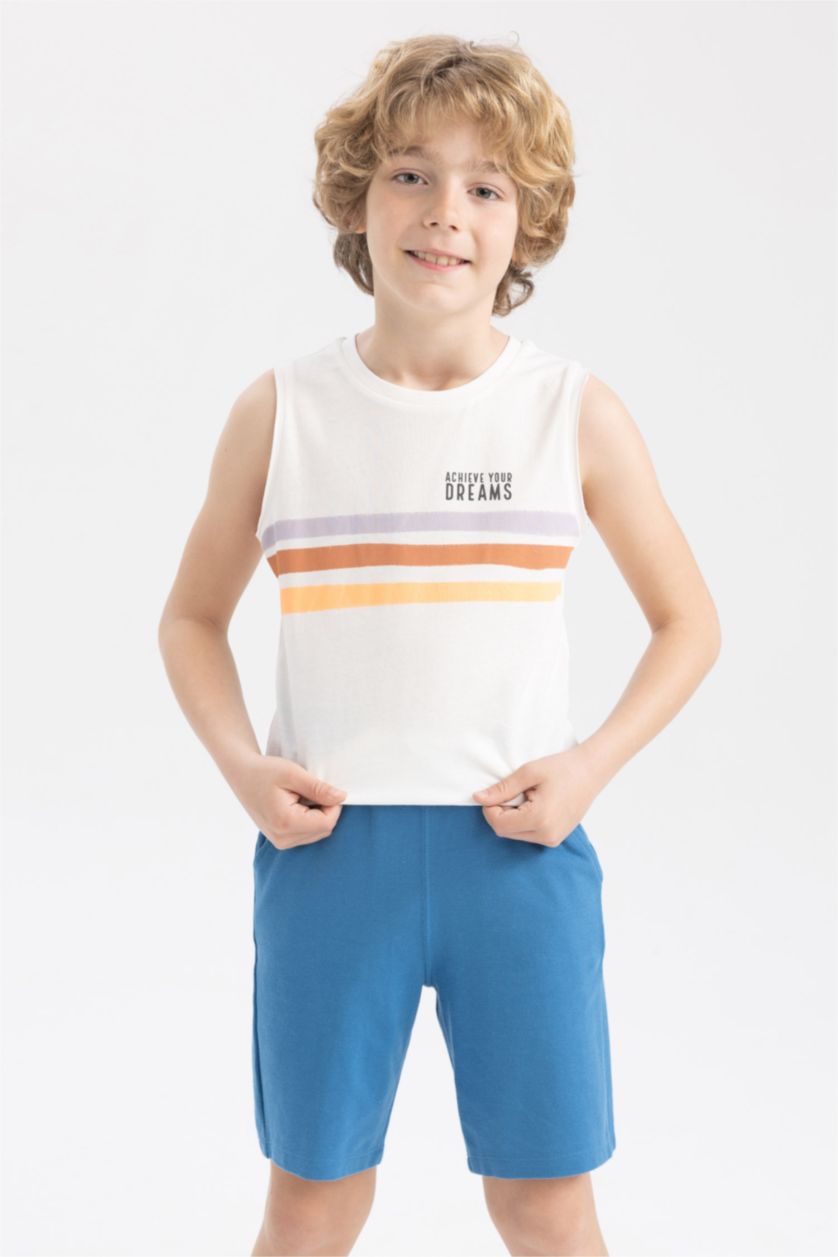 BOYS & TEENS Ecru Boy Regular Fit Crew Neck Cotton Combed Singlet