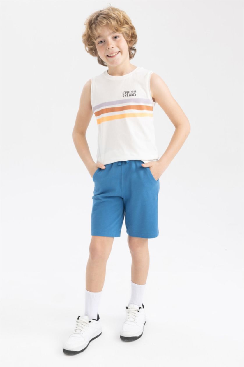 BOYS & TEENS Ecru Boy Regular Fit Crew Neck Cotton Combed Singlet