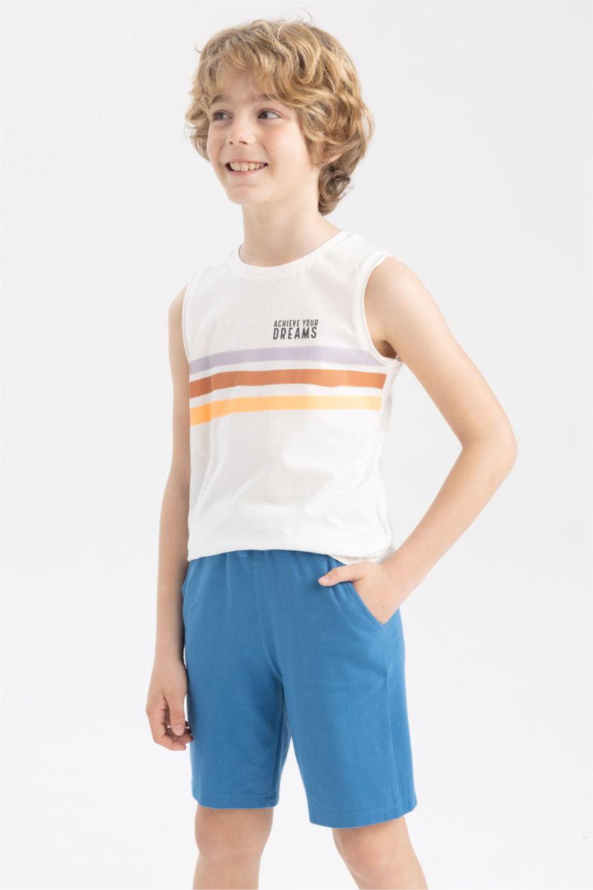 BOYS & TEENS Ecru Boy Regular Fit Crew Neck Cotton Combed Singlet