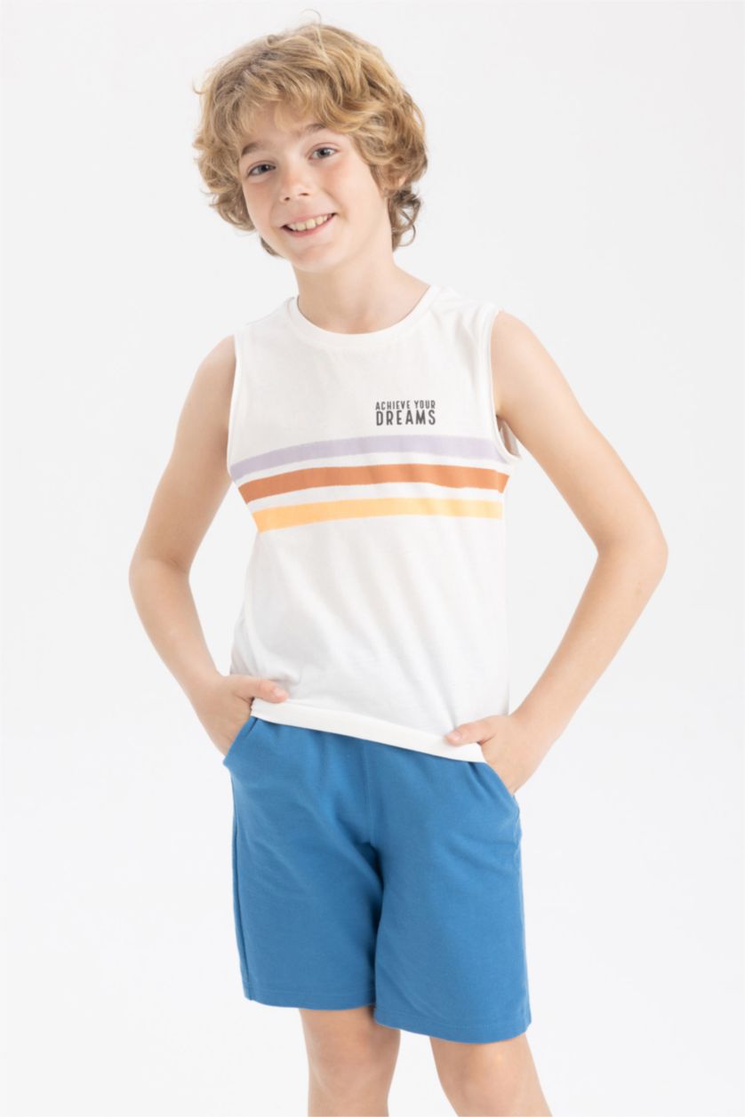 BOYS & TEENS Ecru Boy Regular Fit Crew Neck Cotton Combed Singlet