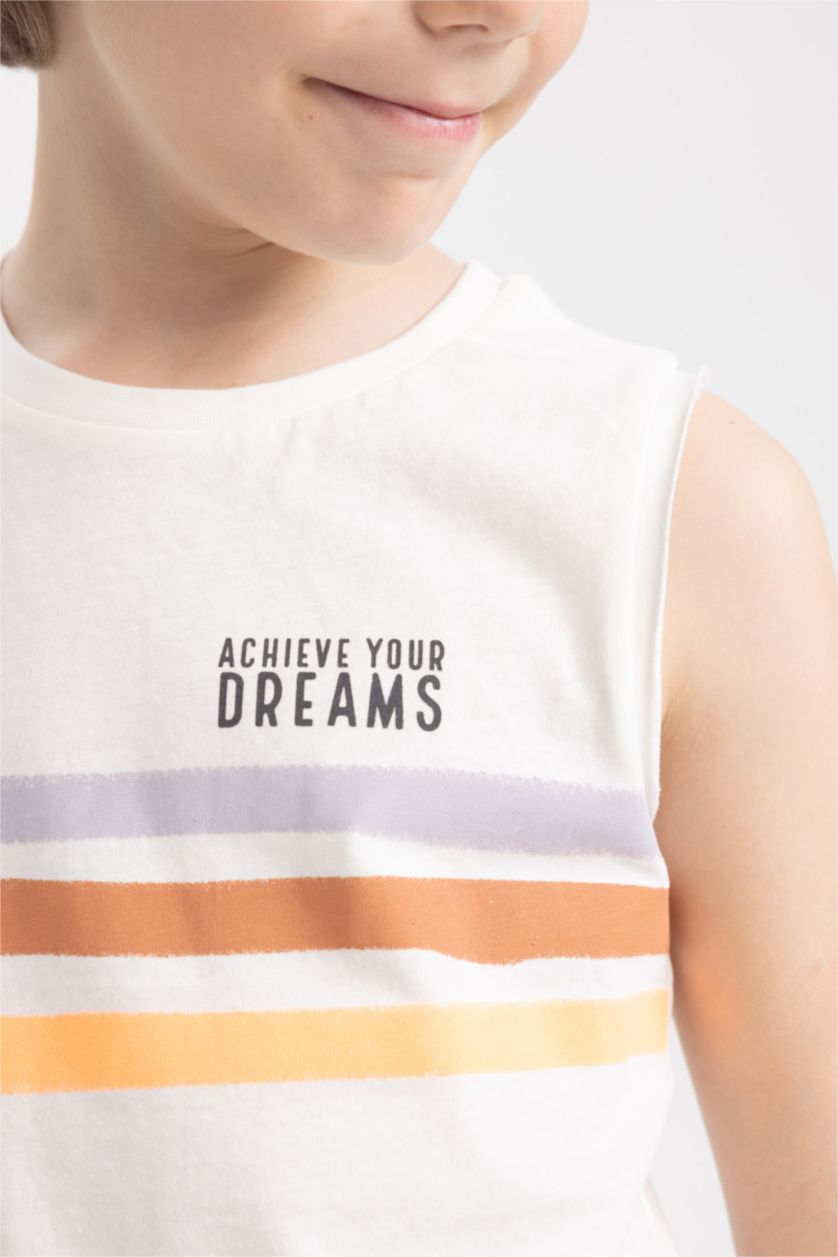 BOYS & TEENS Ecru Boy Regular Fit Crew Neck Cotton Combed Singlet