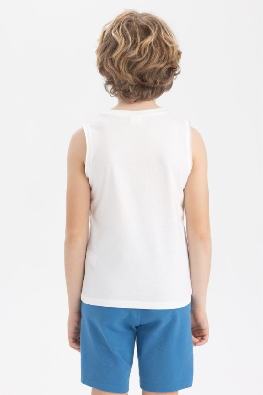 BOYS & TEENS Ecru Boy Regular Fit Crew Neck Cotton Combed Singlet