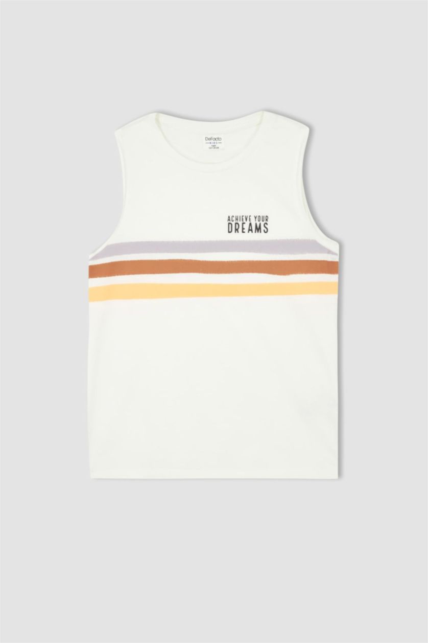 BOYS & TEENS Ecru Boy Regular Fit Crew Neck Cotton Combed Singlet