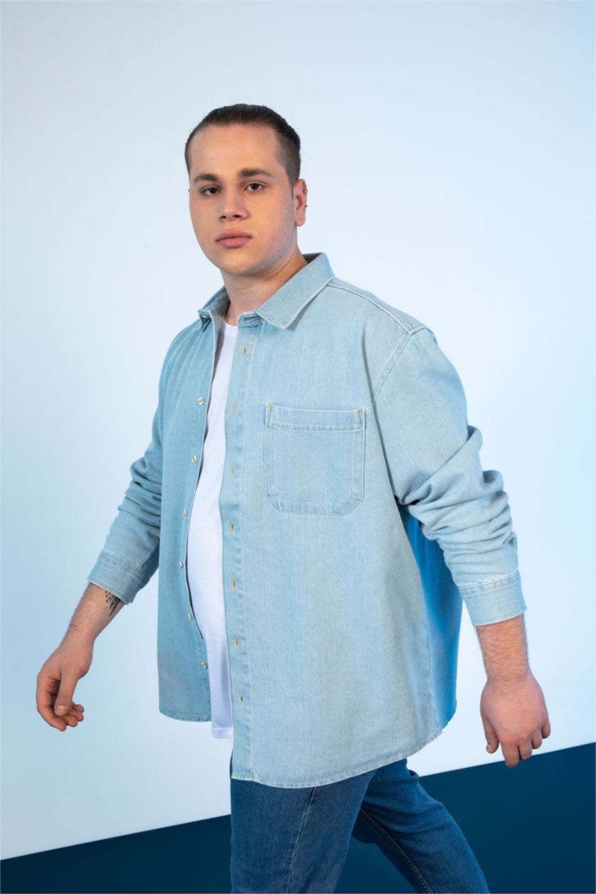 HOMME BLEU Clair Chemise À Manches Longues En Tricot