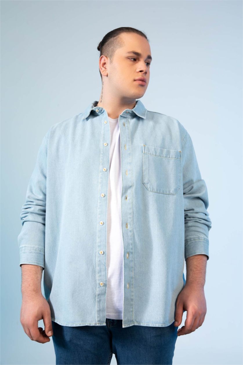 HOMME BLEU Clair Chemise À Manches Longues En Tricot