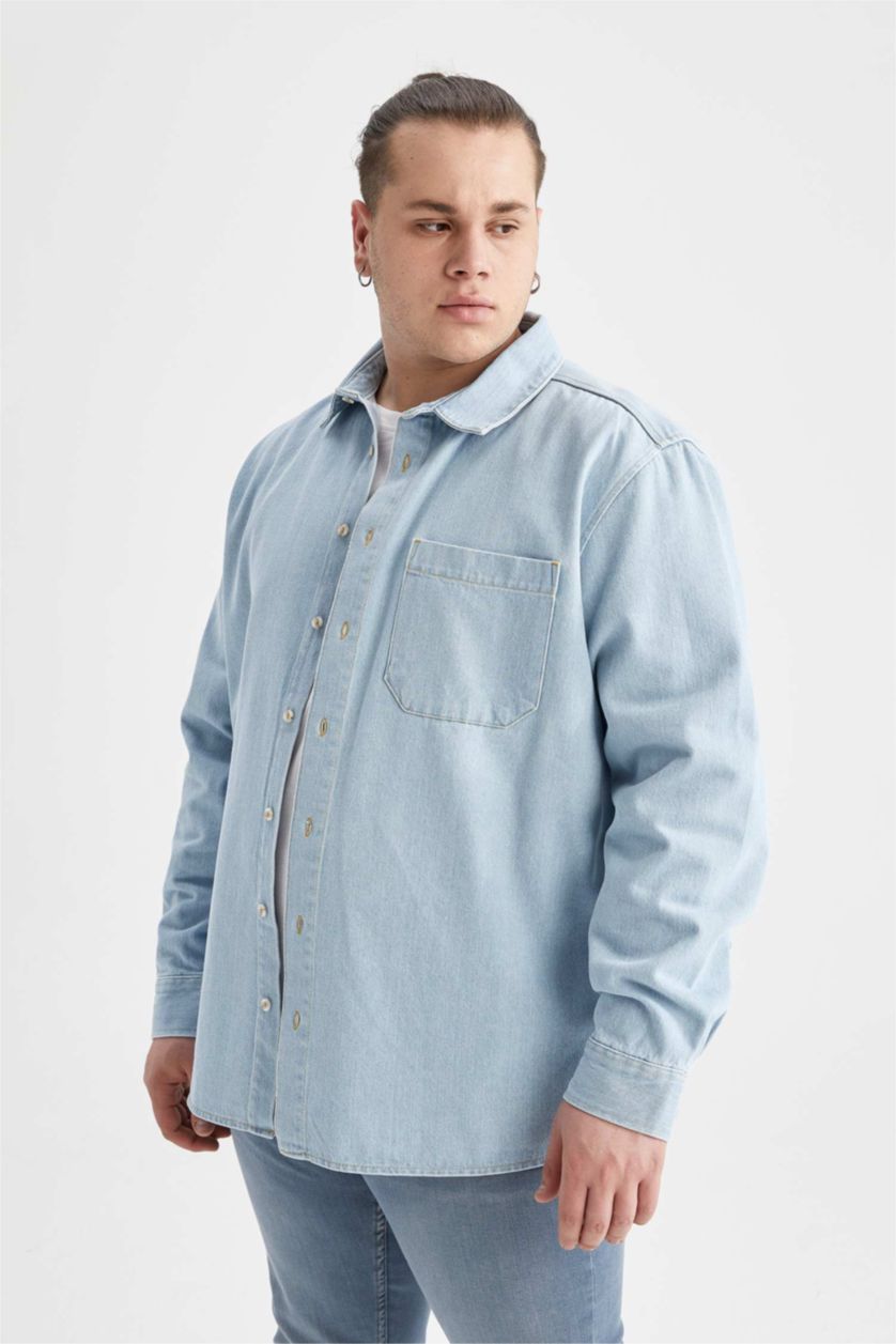 HOMME BLEU Clair Chemise À Manches Longues En Tricot