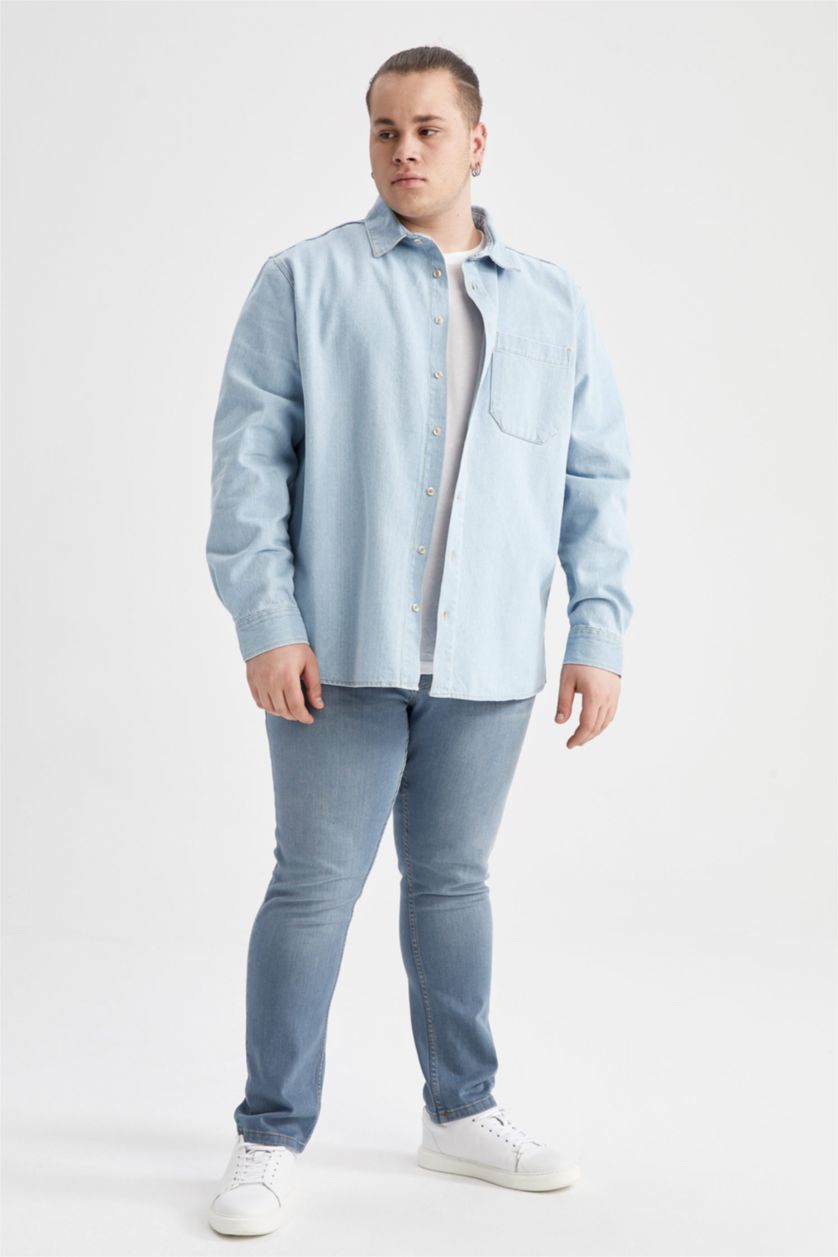 HOMME BLEU Clair Chemise À Manches Longues En Tricot