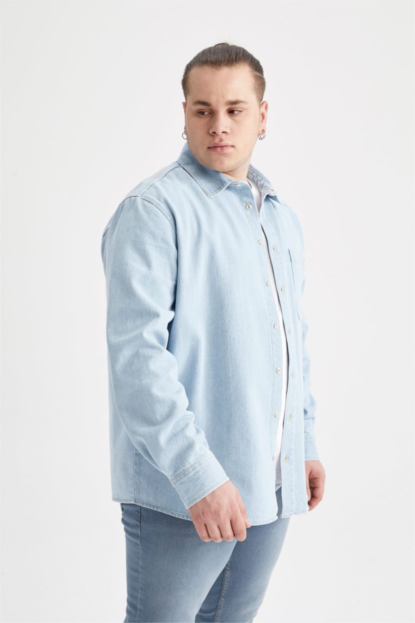 HOMME BLEU Clair Chemise À Manches Longues En Tricot