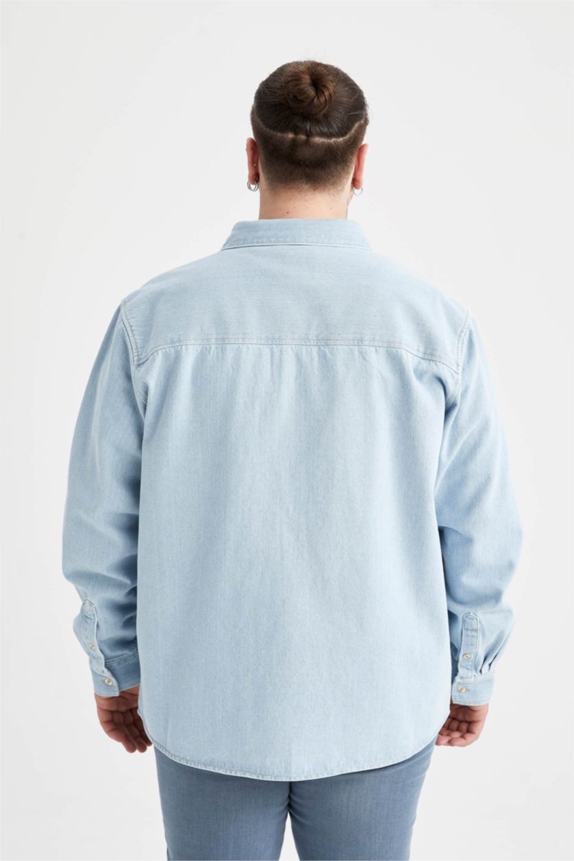 HOMME BLEU Clair Chemise À Manches Longues En Tricot