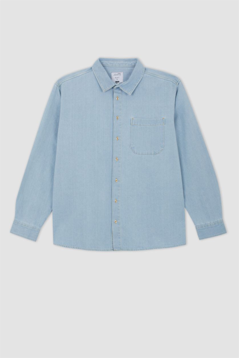 HOMME BLEU Clair Chemise À Manches Longues En Tricot