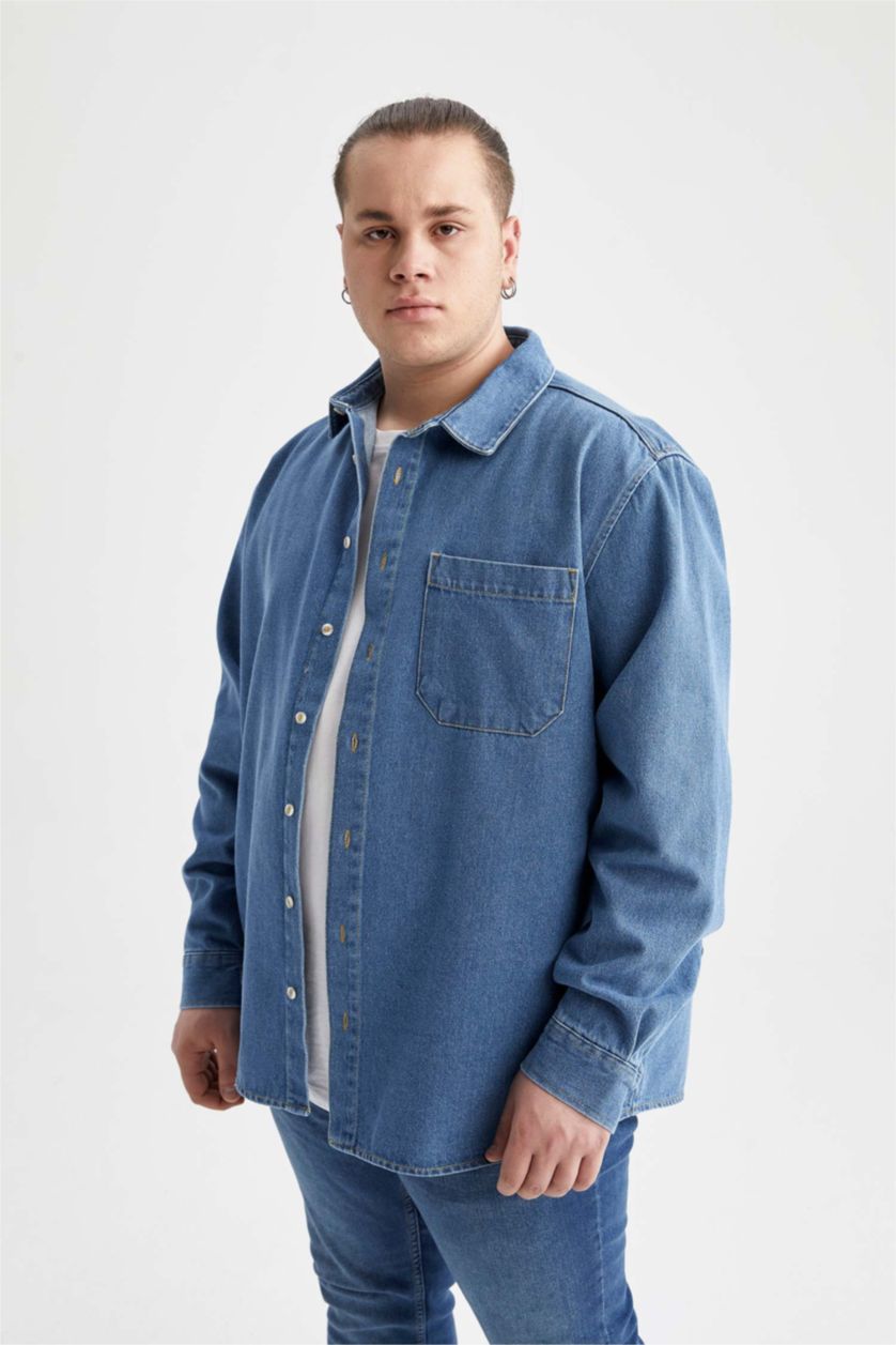 HOMME Bleu Chemise À Manches Longues En Tricot