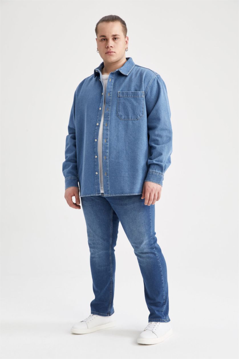 HOMME Bleu Chemise À Manches Longues En Tricot