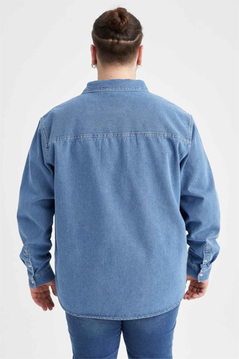 HOMME Bleu Chemise À Manches Longues En Tricot