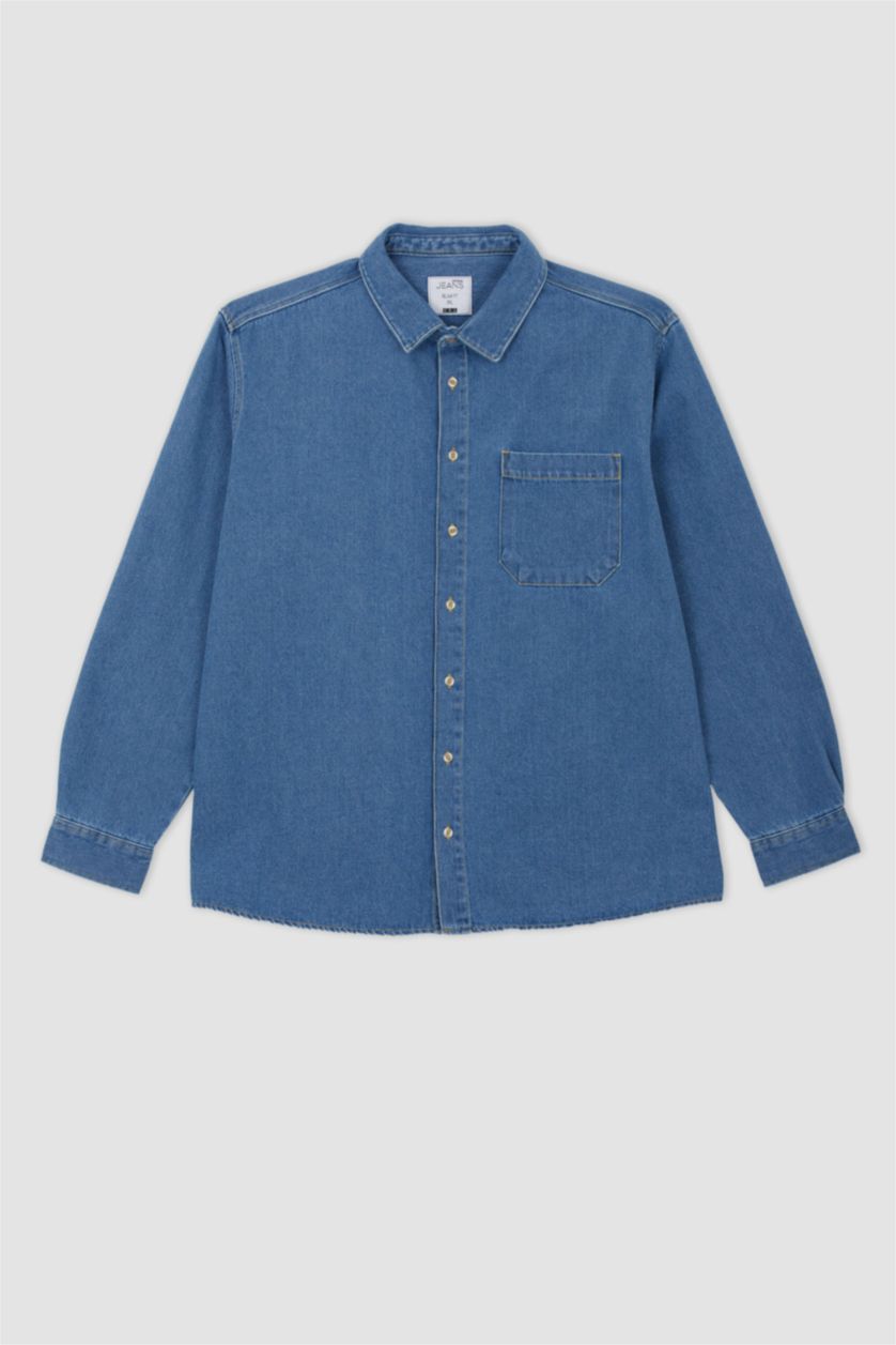 HOMME Bleu Chemise À Manches Longues En Tricot