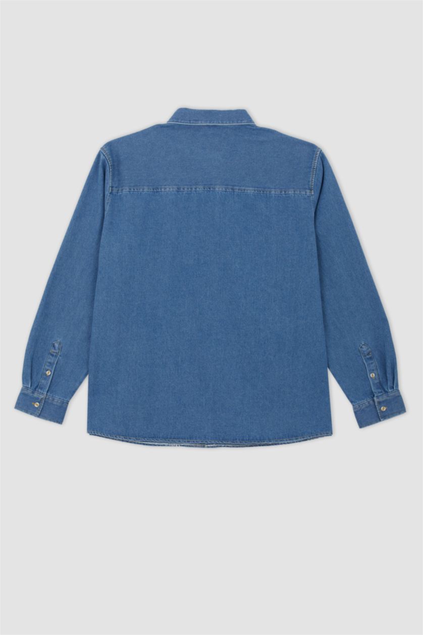 HOMME Bleu Chemise À Manches Longues En Tricot