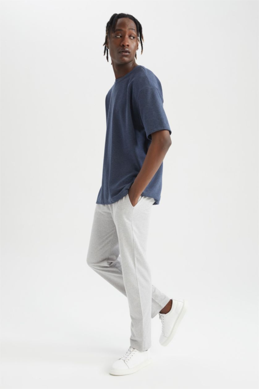 Erkek Gri Melanj Regular Fıt Pantolon