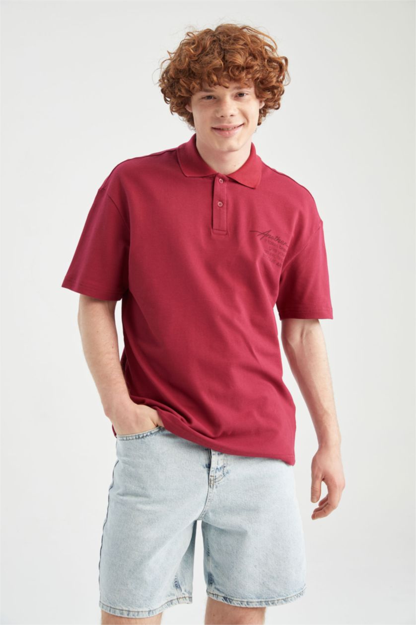 HOMME Rose T-Shirt Polo Coupe Oversize İmprimé