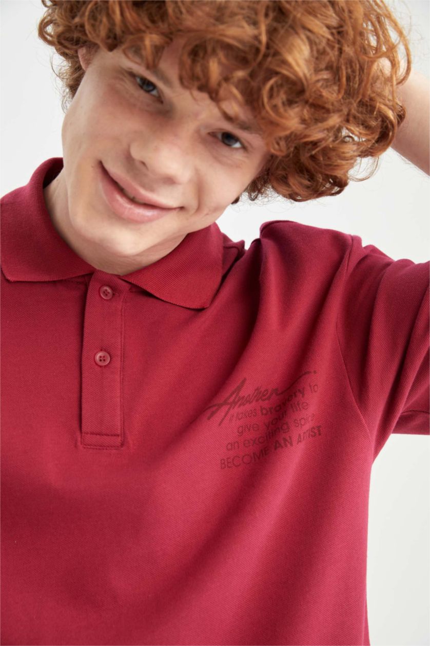 HOMME Rose T-Shirt Polo Coupe Oversize İmprimé