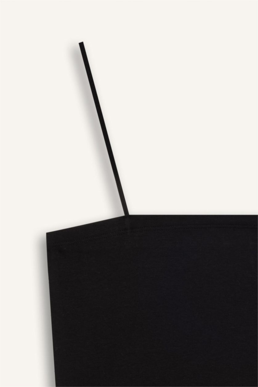 Kadın Siyah Crop Pamuklu Siyah Atlet