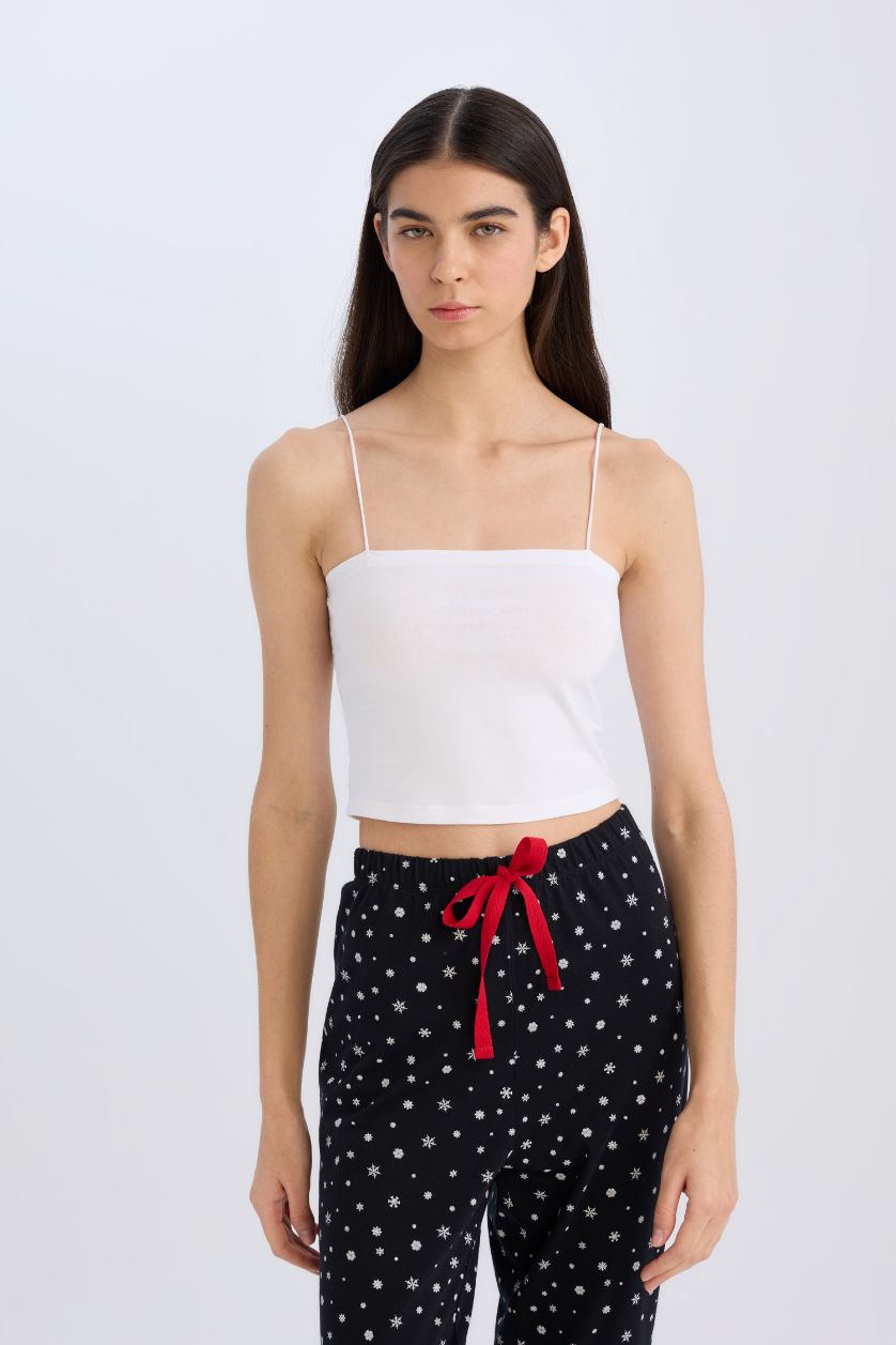 WOMAN White Fall in Love Rope Strap Cotton White Crop Top