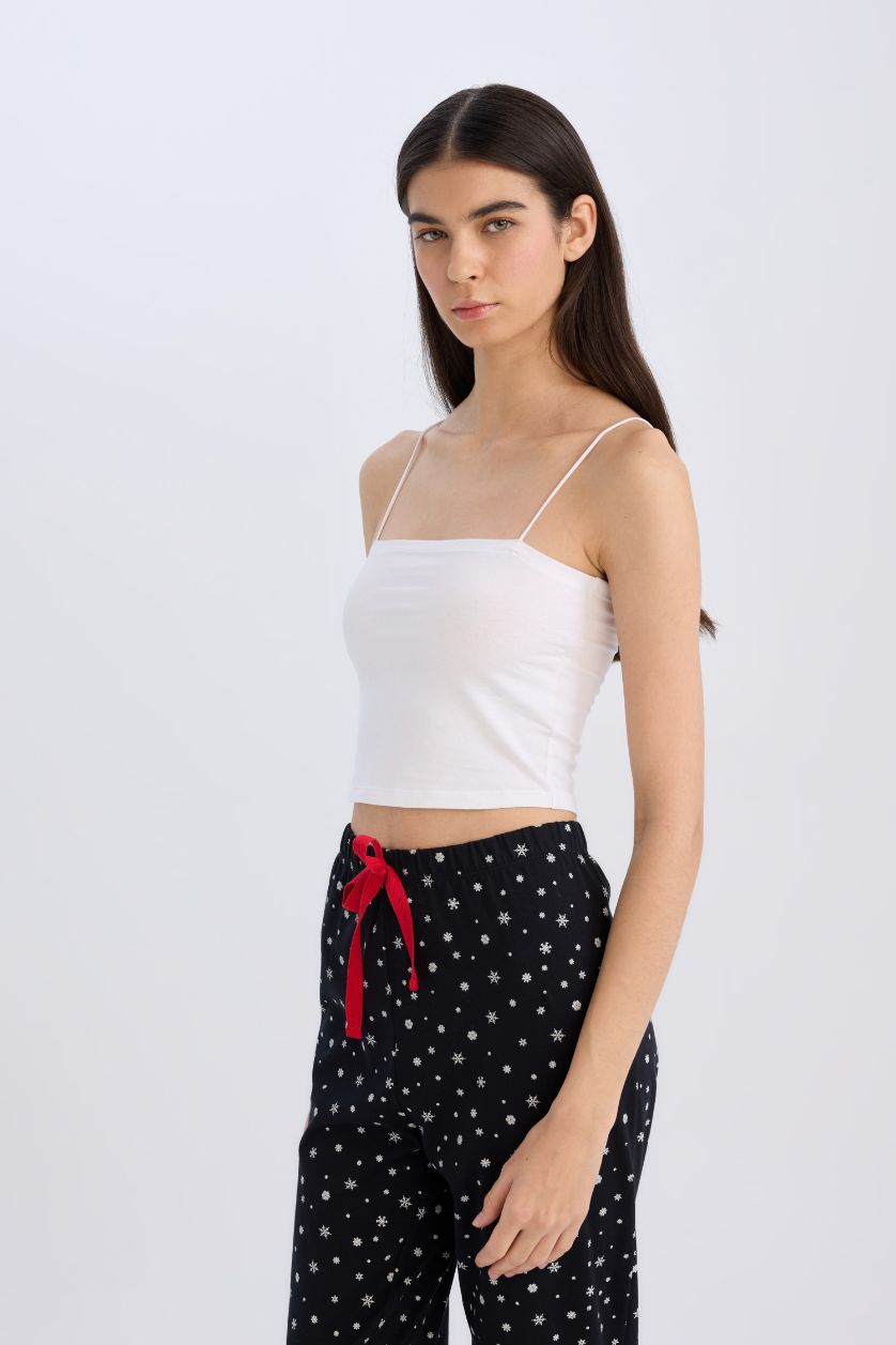 WOMAN White Fall in Love Rope Strap Cotton White Crop Top