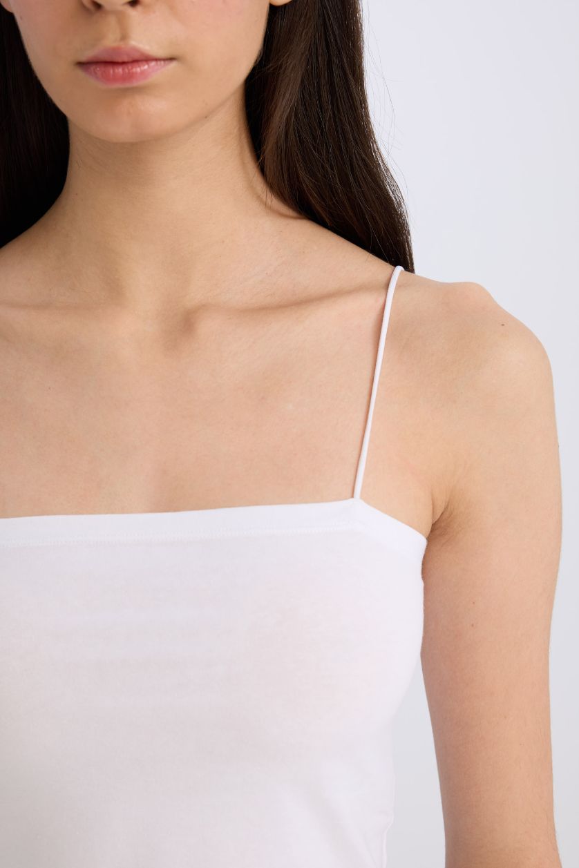 WOMAN White Fall in Love Rope Strap Cotton White Crop Top