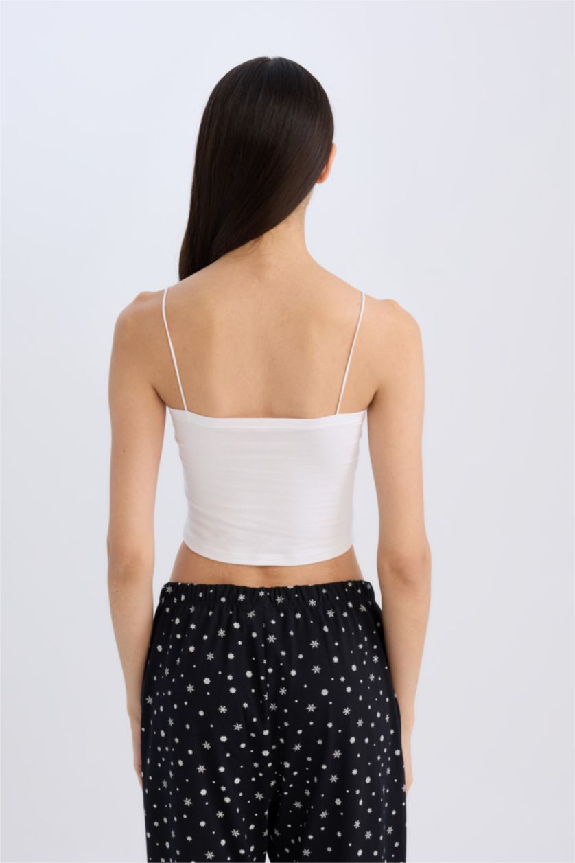 WOMAN White Fall in Love Rope Strap Cotton White Crop Top