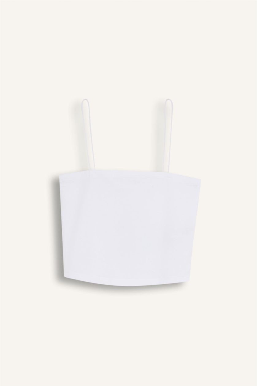 WOMAN White Fall in Love Rope Strap Cotton White Crop Top