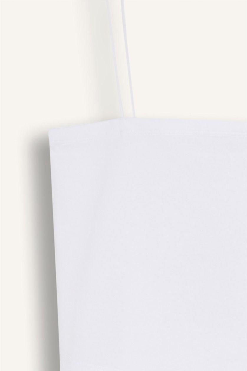 WOMAN White Fall in Love Rope Strap Cotton White Crop Top