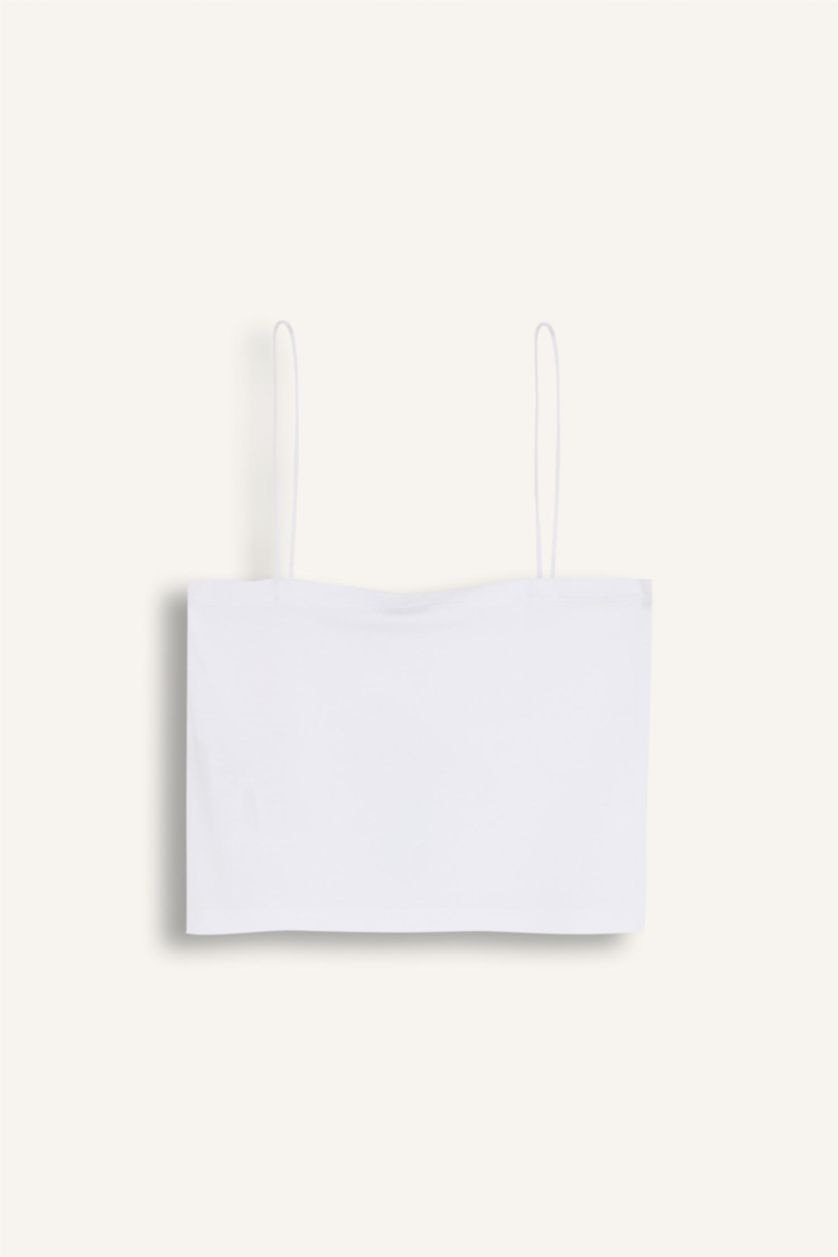 WOMAN White Fall in Love Rope Strap Cotton White Crop Top