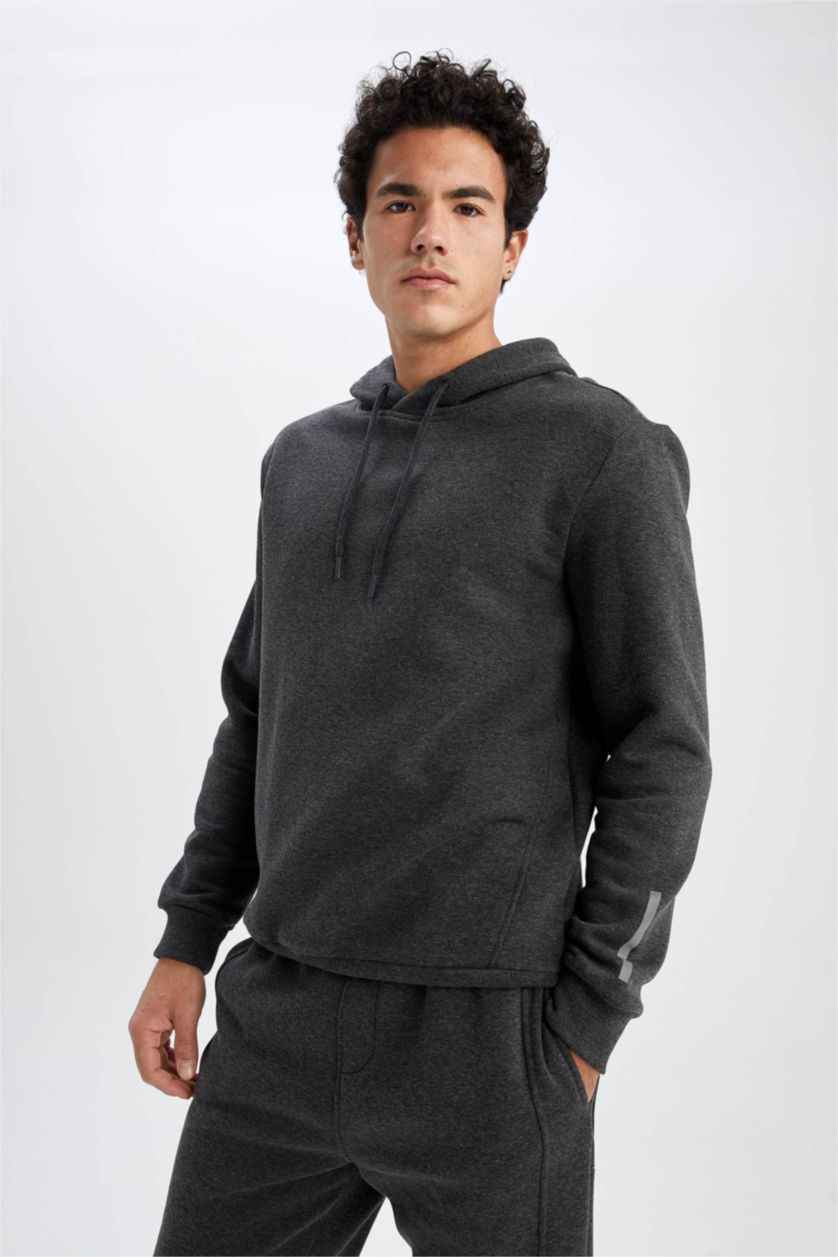 HOMME Anthracite Sweat- Shirt Coupe standard À capuche