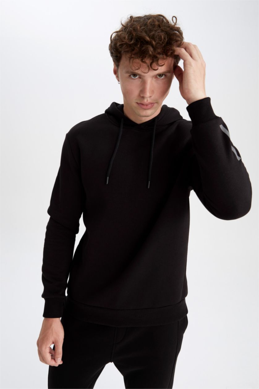 HOMME Noir Sweat À Capuche Coupe Classique