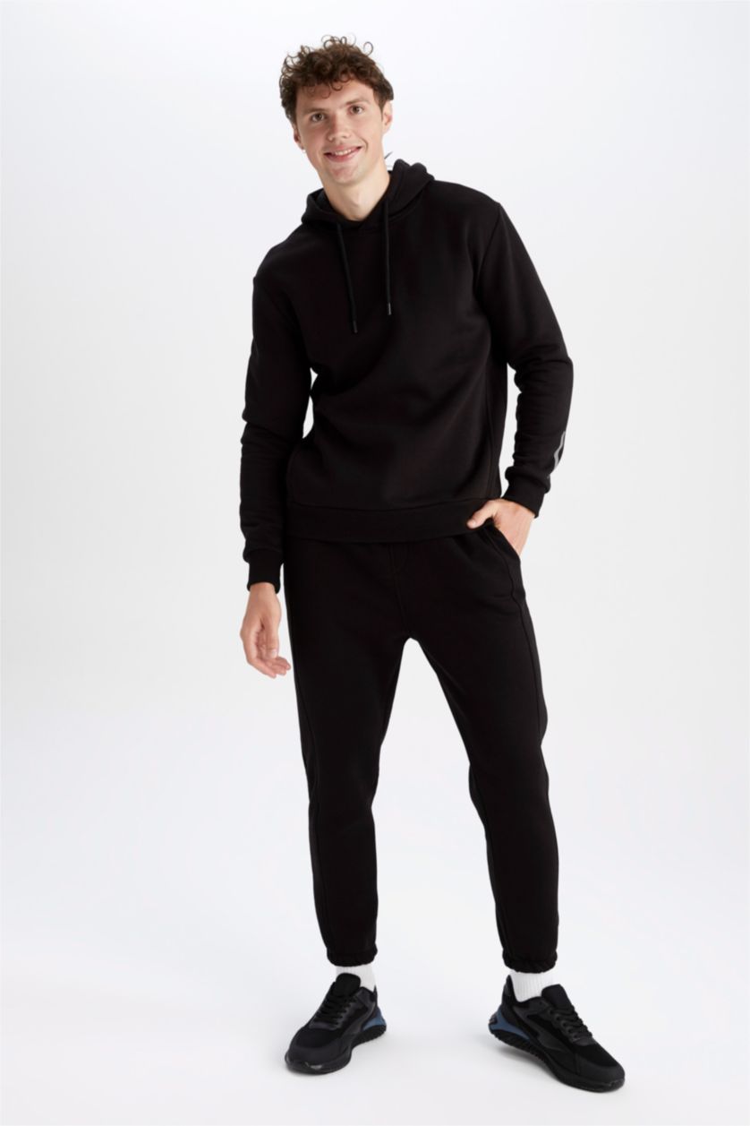 HOMME Noir Sweat À Capuche Coupe Classique