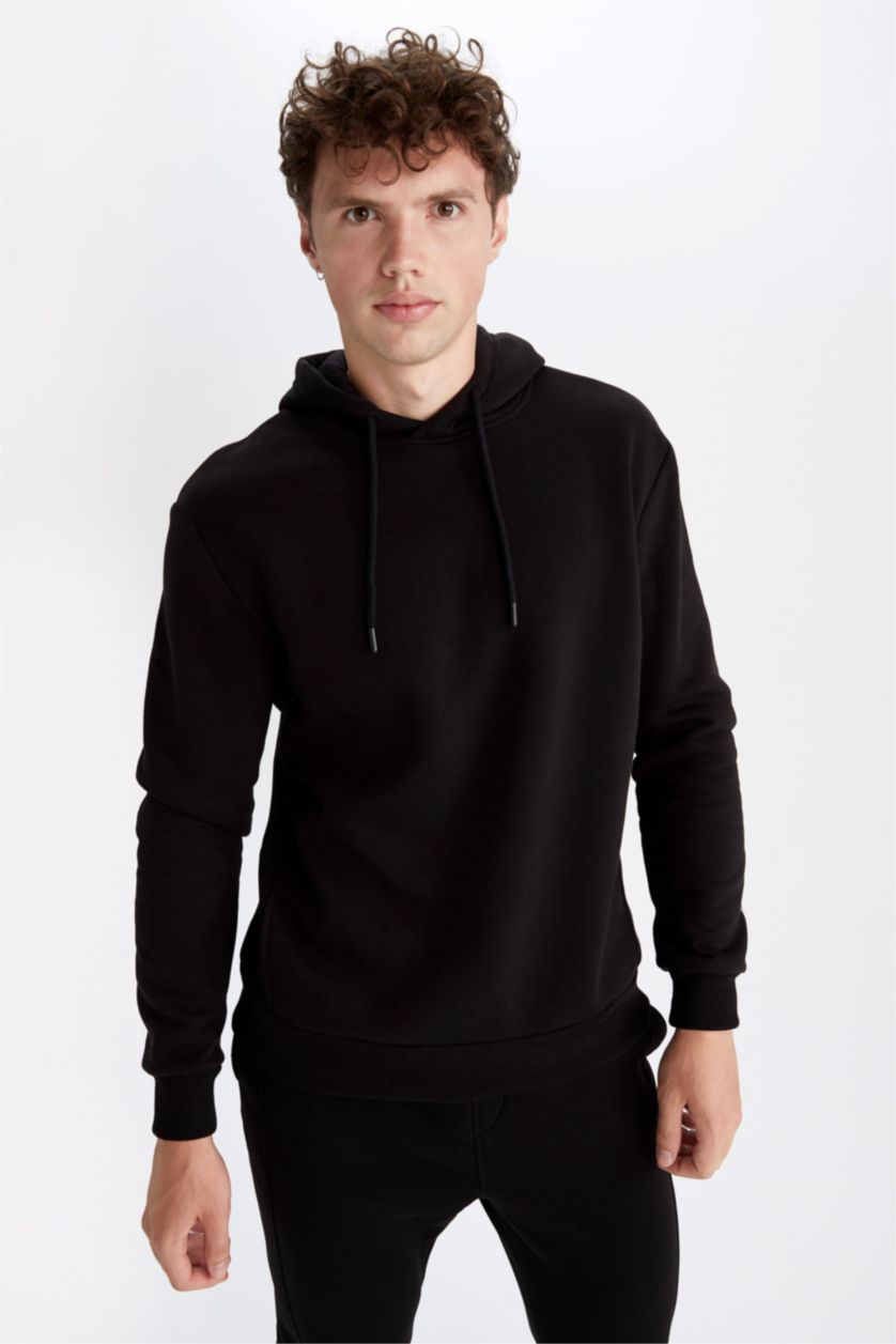HOMME Noir Sweat À Capuche Coupe Classique